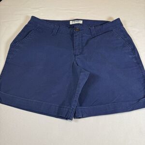 Old Navy Women's Shorts Size 10 Navy Blue Chino Khaki Mid Rise Cuffed Pockets #